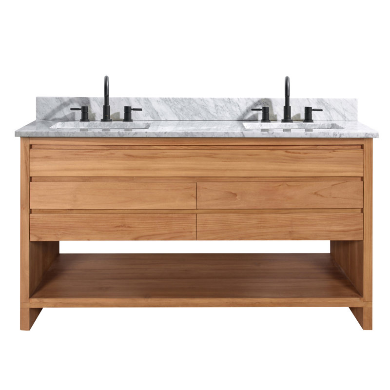 Kai 61'' W Double Vanity, Natural Teak