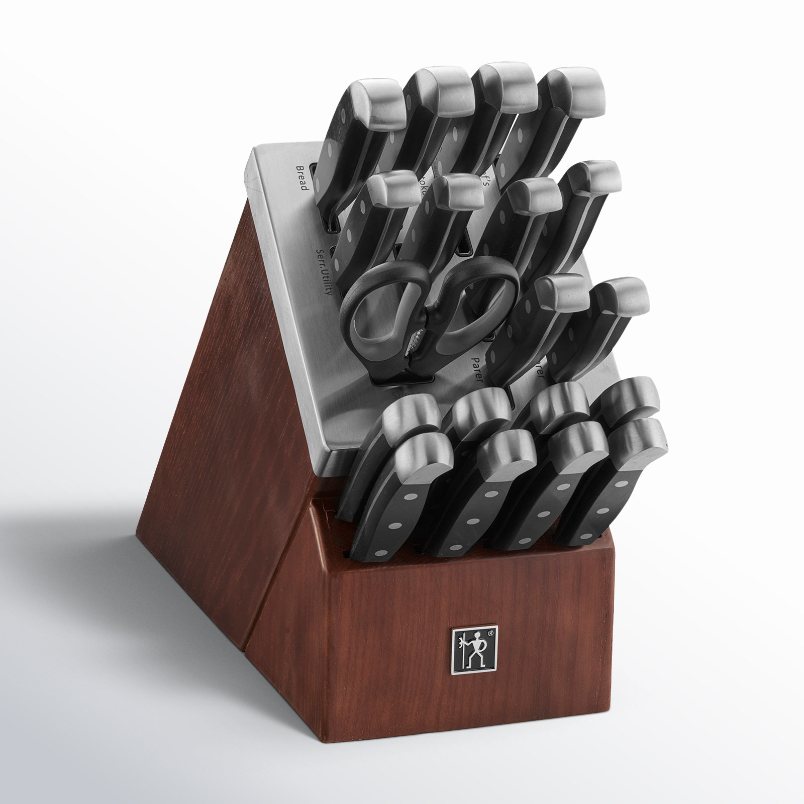 HENCKELS Statement 20-Piece Self-Sharpening Knife Set with Block, Chef Knife, Paring Knife, Utility Knife, Bread Knife, Steak Knife, Dark Brown, Stainless Steel & Reviews | Birch Lane