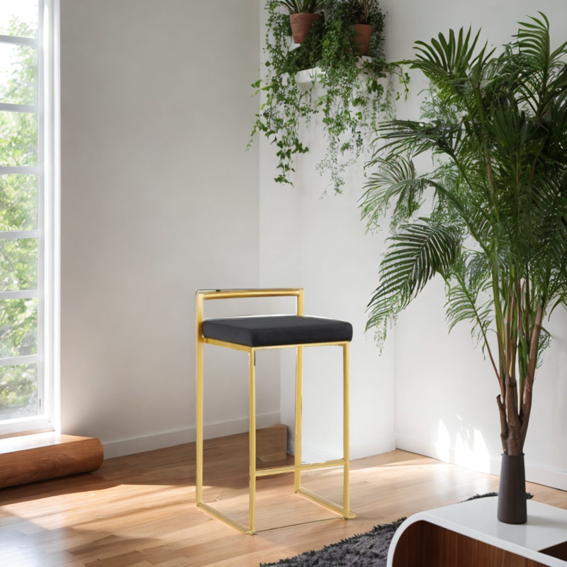 Melsa Counter Stool, Black, Gold