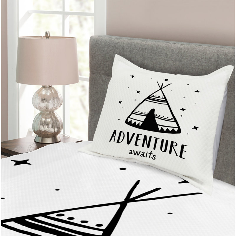 Black/White Microfiber Modern & Contemporary Bedspread Set, 170 x 220 cm