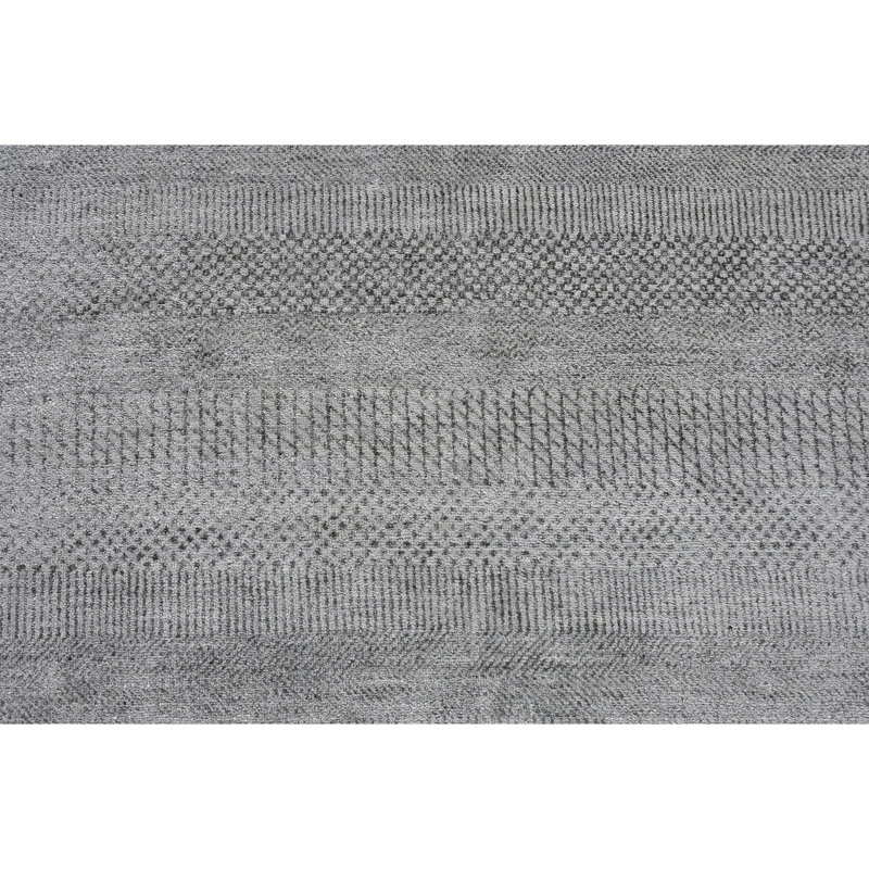 High-Quality Hand-Knotted Silver And Black Area Rug