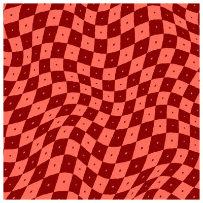 Red Wavy Checkered Bath Mat