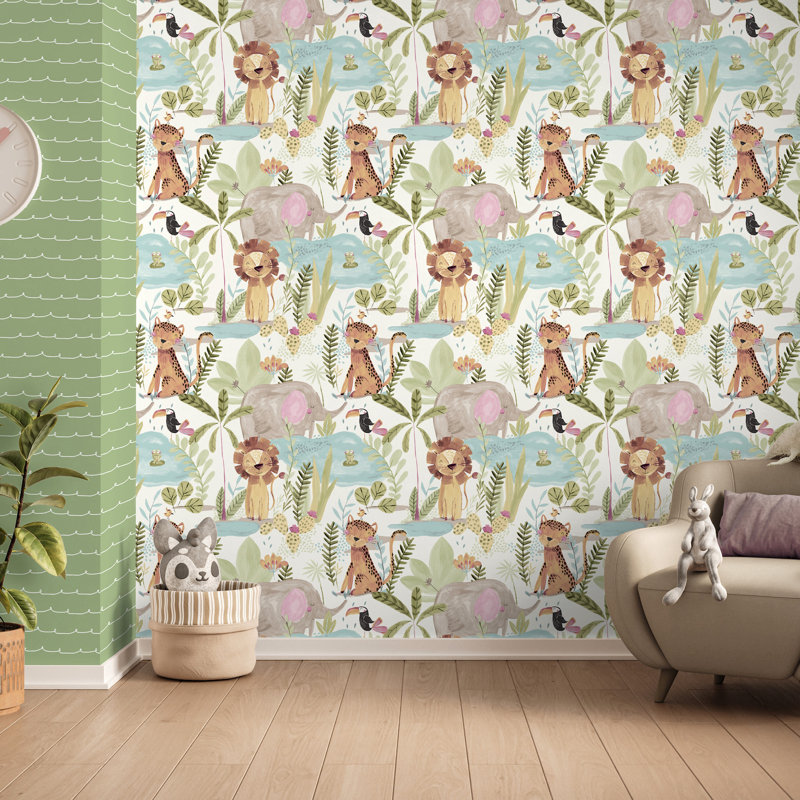 Papier peint amis dans la jungle, Blanc