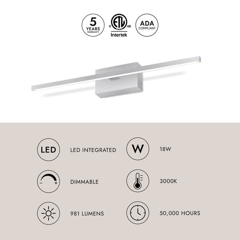 Vega Minor 1 - Light LED Bath Bar, Gold