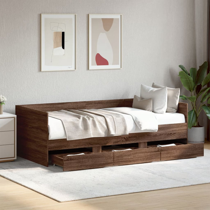 Vidaxl Daybed With Drawers, Small Single (2'6), Natural