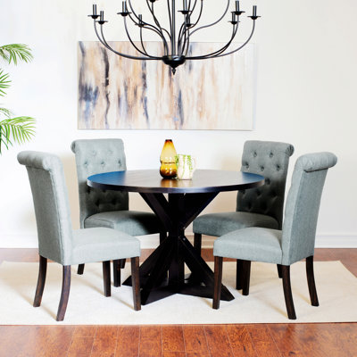 Darmani Dining Table Set, 5-Piece Dining Table Set, Round Dining Table With Four Button-Tufted Chairs