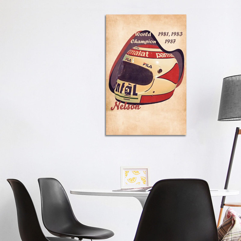 Nelson Piquet's Helmet Retro - Wrapped Canvas Painting, 101.6 cm H x 66.04 cm W x 1.91 cm D