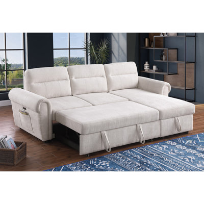 Canapé-lit modulaire réversible en chenille l 97 po avec chargeur USB et poches pour téléphone / magazine