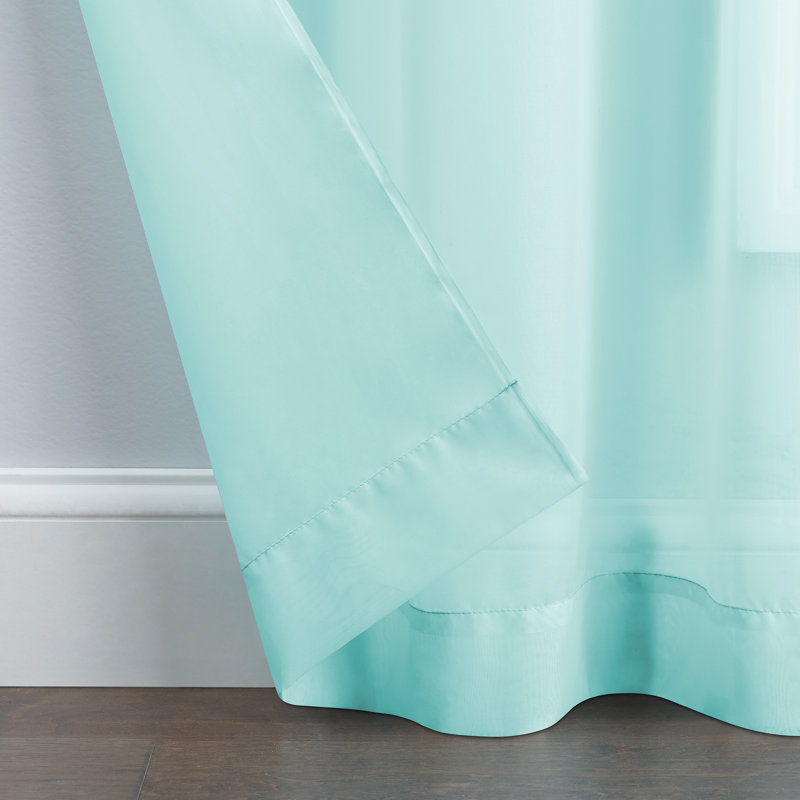Kober Sheer Curtain Panel Pair, Turquoise, 59"W x 95"L