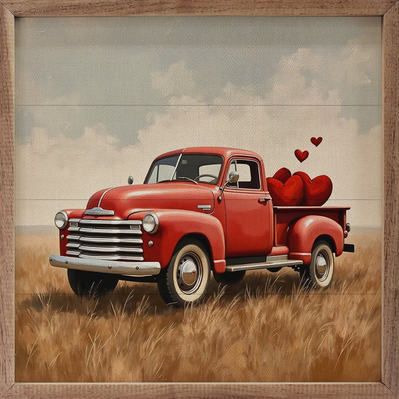 Cœurs de camion rouges de la Saint-Valentin, H 4 po x l 4 po