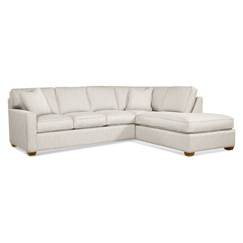 Ellora Upholstered Chaise L-Sectional, Right Hand Facing, Havana, Snow Crypton Performance; 0884-91