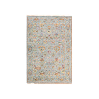 Tapis oriental rectangulaire gris en laine noué à la main 6 pi 0 po x 8 pi 10 po - MOA10275454