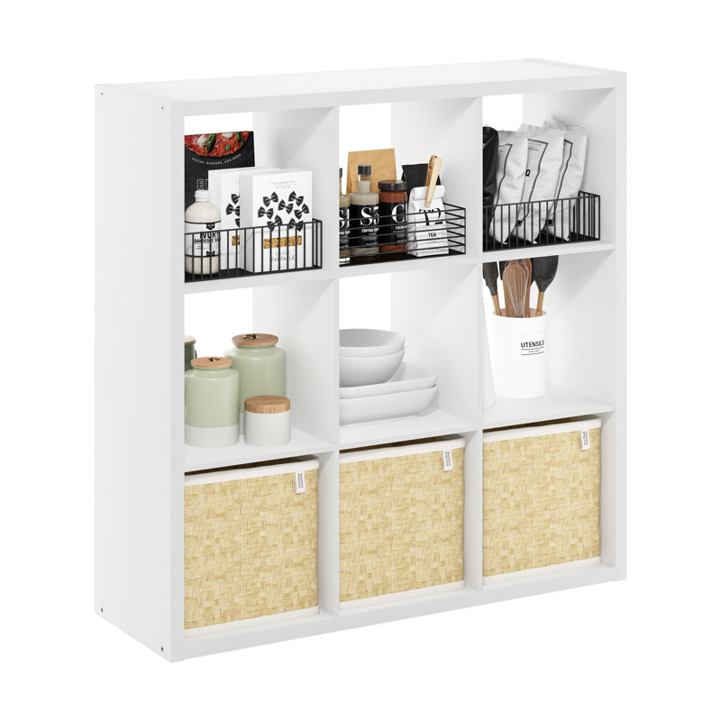 Leel Standard Bookcase, 111cm H x 111cm W x 37cm D, White