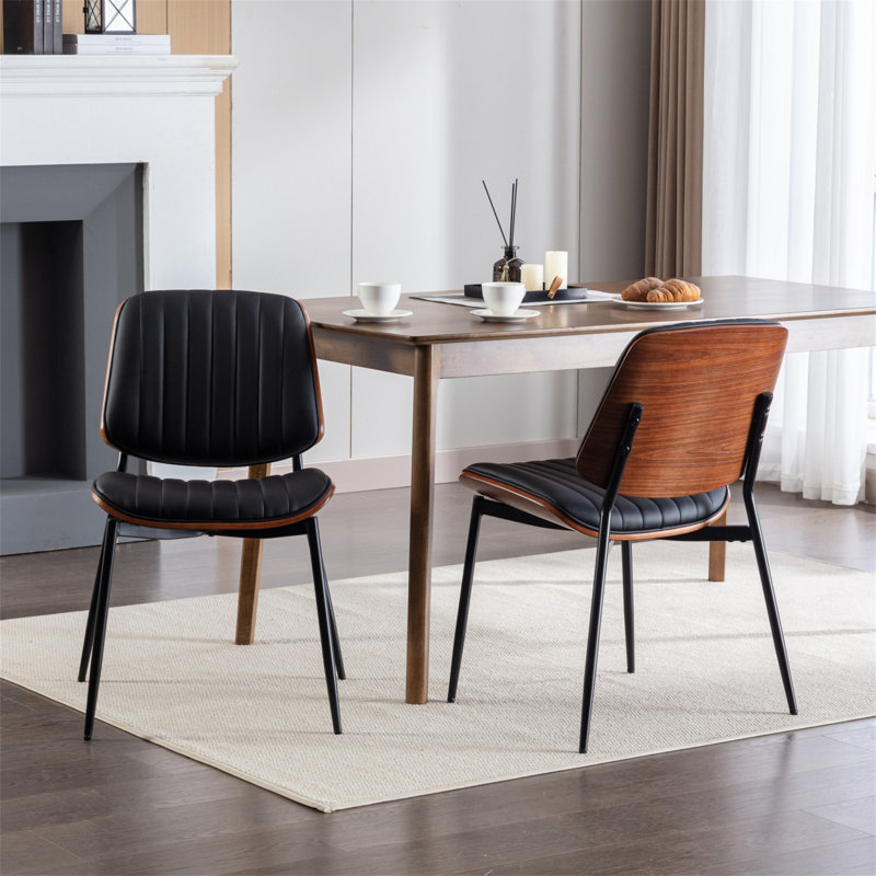 Chaises de salle à manger rembourrées Titus, Noir, 2