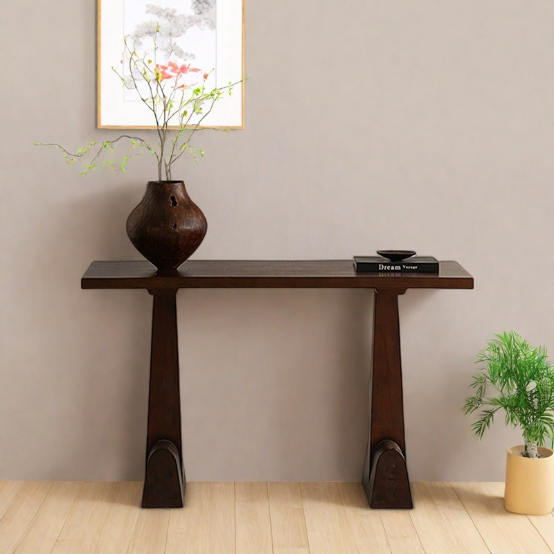 Mid-Century Modern Solid Pine Console Table, 30.7" H x 39.4" W x 11.8" D