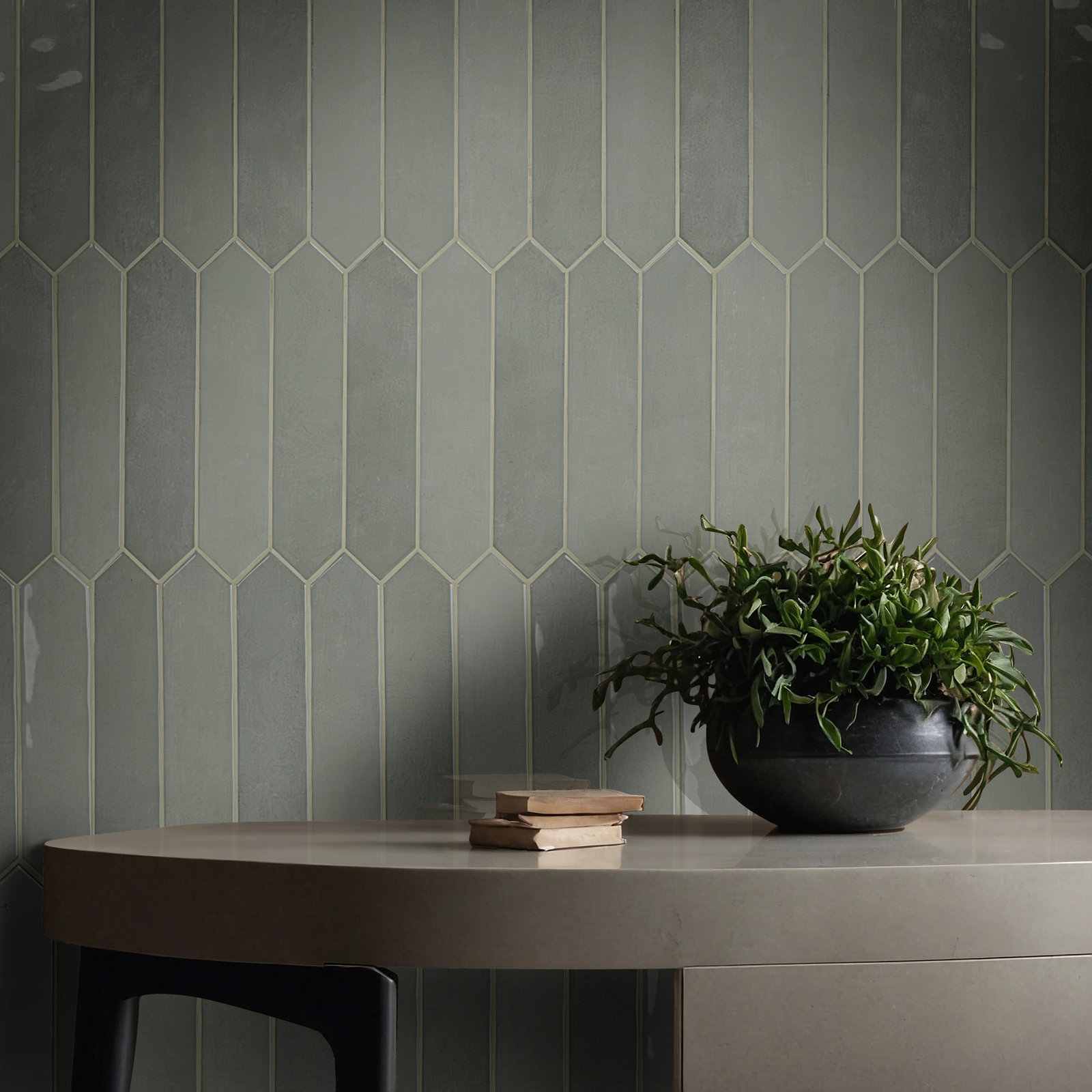 Renzo Glossy Ceramic Picket Wall Tile, Jade