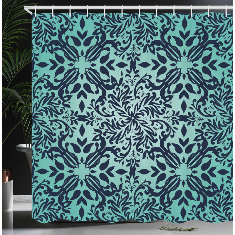 Ensemble de rideau de douche + crochets, H 84 po x l 69 po, Turquoise clair