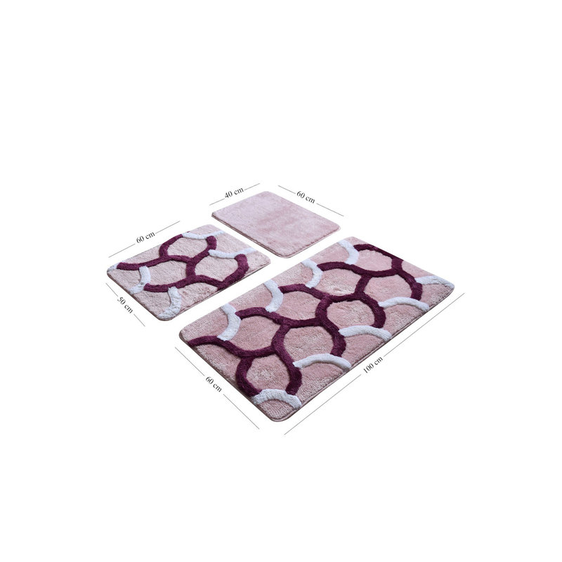 Ensemble de tapis de bain en acrylique de qualité supérieure (3 pièces), antibactérien antidérapant, 15,8 x 23,6 pouces, 19,7 x 23,6 pouces, 23,6 x 39,4 pouces | 100% acrylique, 1,4 lb / pied carré | Lavable à la machine, doux et durable pour la sécurité de la salle de bain