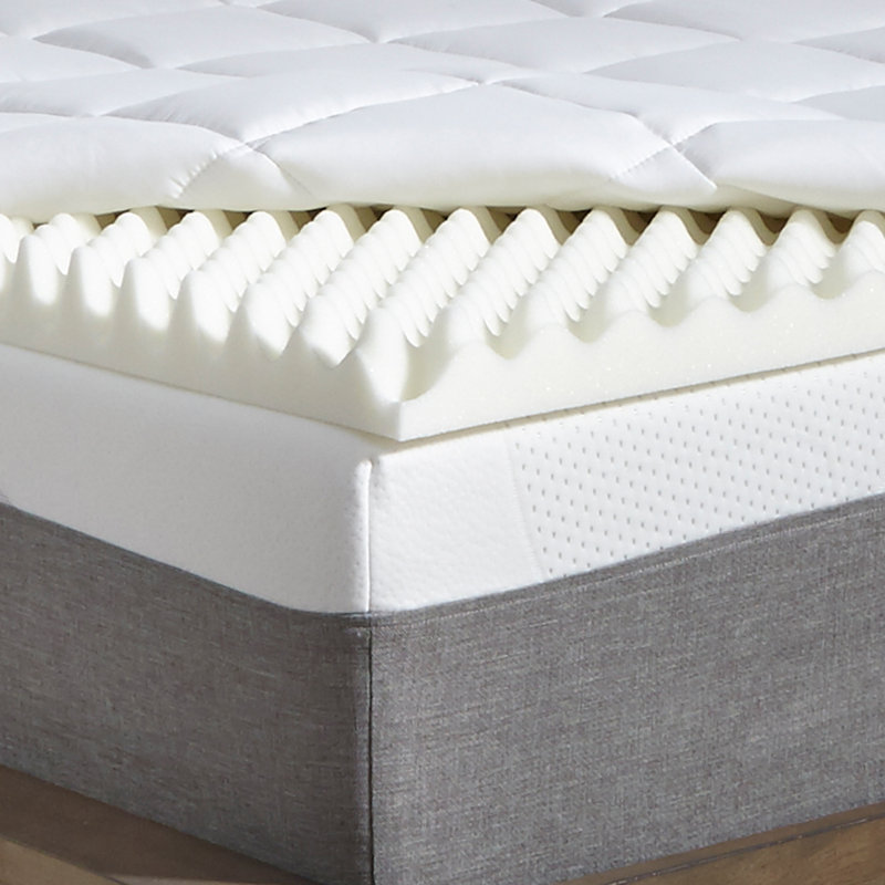 3.5" Memory Foam and Fiber 2 Piece Mattress Topper, Twin