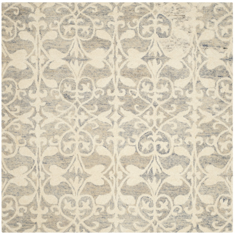Davvid Hand Tufted Wool Geometric Rug, Square 5'