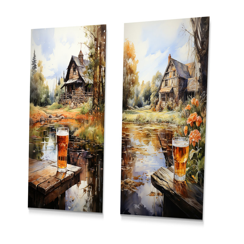 Pinte de tranquillité - ensemble de 2 impressions murales en métal bière, H 32 po x l 32 po