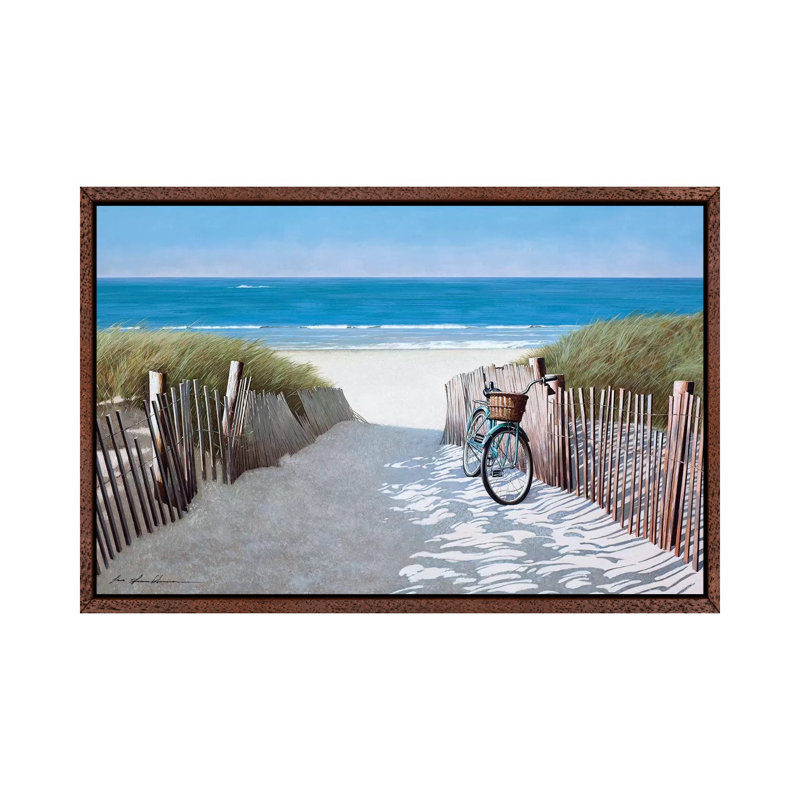 Beach Bike II by Zhen-Huan Lu - Painting on Canvas, Classic Brown Wood Framed, 66.04 cm H x 45.72 cm W