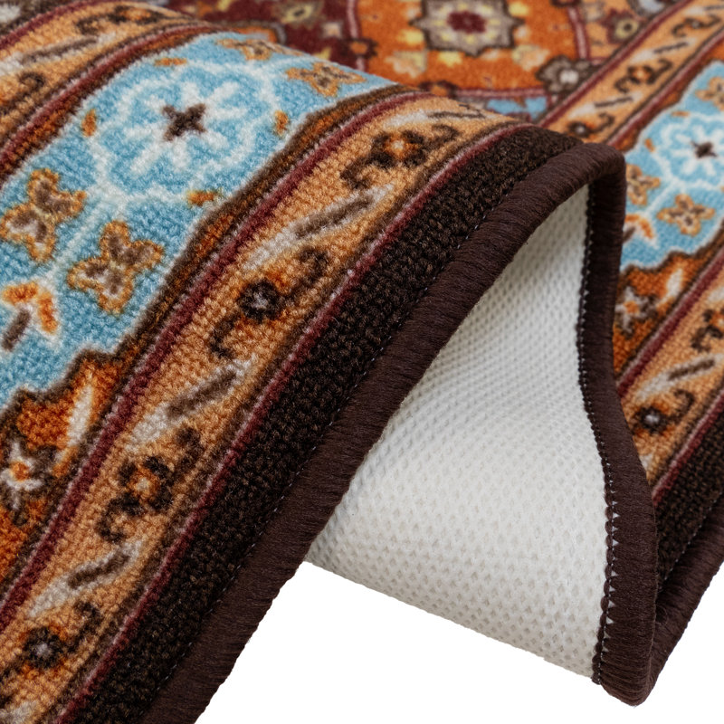 Oriental Multi Color Persian Bakhtiari Design Slip Resistant Low Pile Rug, Runner 2'2" x 9'