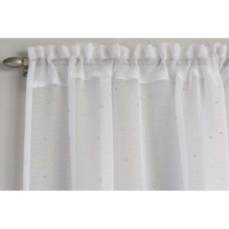 Adjani Sheer Curtain Single Panel, White, 140 W x 122 D cm