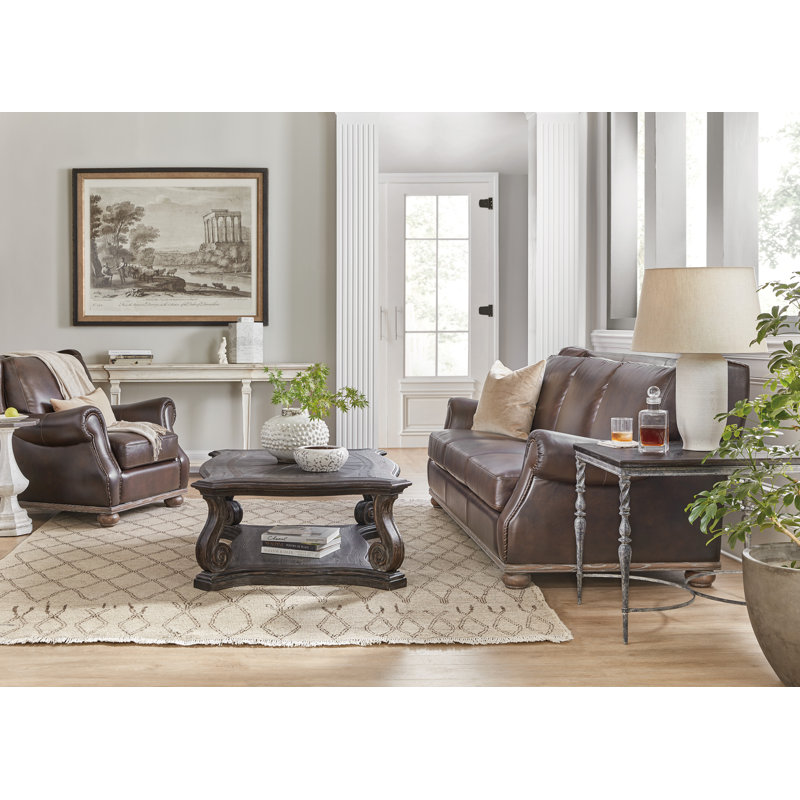 Brown Rectangular Wood and Metal Side Table