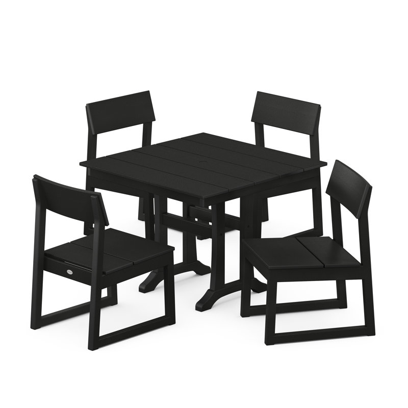 Edge Rectangular 4 - Person 37.63'' Long Dining Set, Black