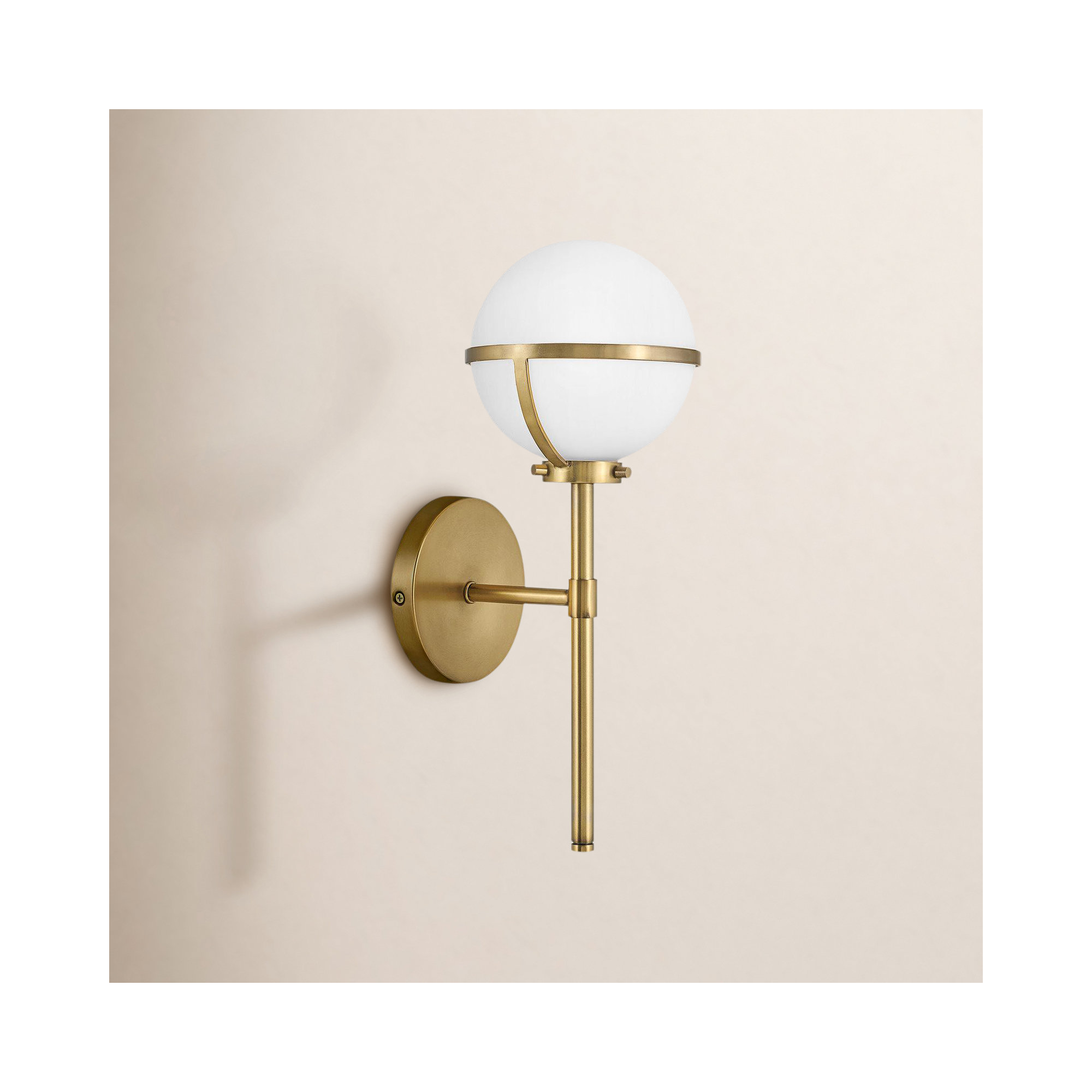 Adneta Single Light Glass Steel Dimmable Wallchiere, Heritage Brass