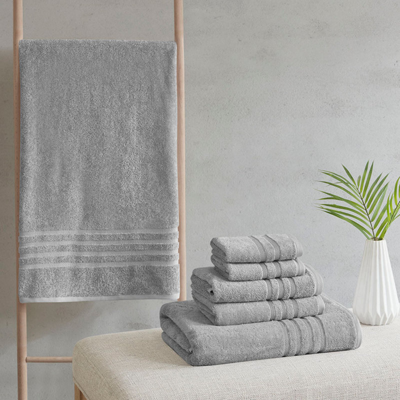 Absorbent 100% cotton high quality towels (set of 6), Gray