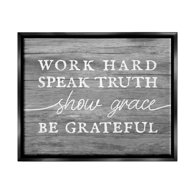 Be Be Grateful, Cadre flottant noir de jais, H 17 po x l 21 po x P 1,7 po