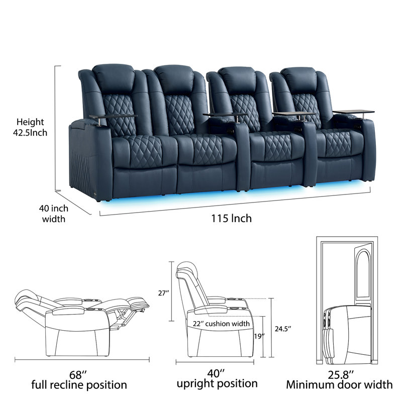 Fauteuil de cinéma inclinable Power Zero Gravity, Bleu