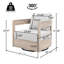 Fauteuil club pivotant en bois Telluride, finition blanc clair avec coussin beige, fauteuil