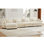Canapé modulaire en L en forme de L, canapé convertible modulaire à 4 places pour le salon, coussins de canapé d'angle rembourrés en velours moderne, coussins décoratifs et accoudoirs Blostered, crème