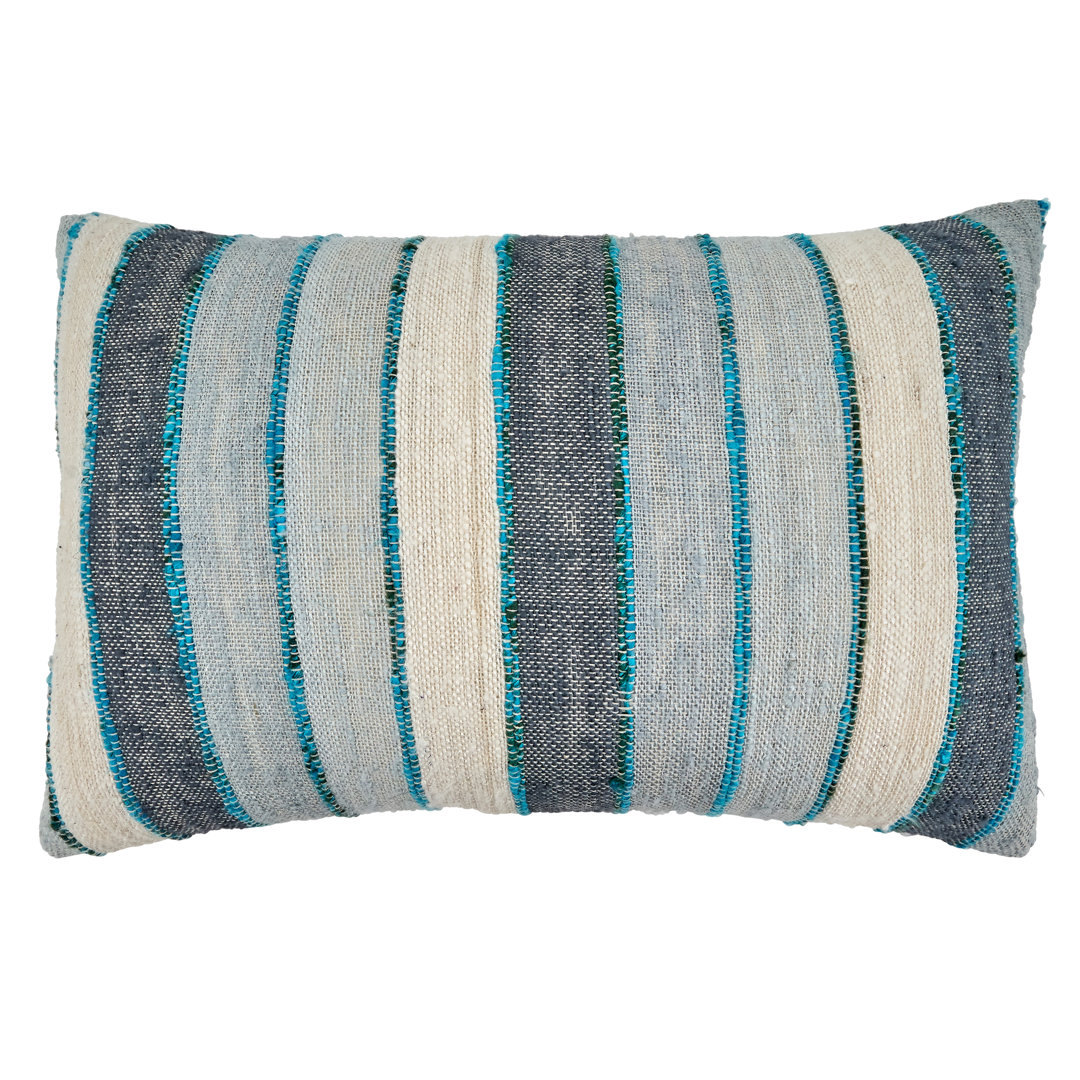 Lynn Collection Cotton Striped Lumbar Pillow Cover Saro 