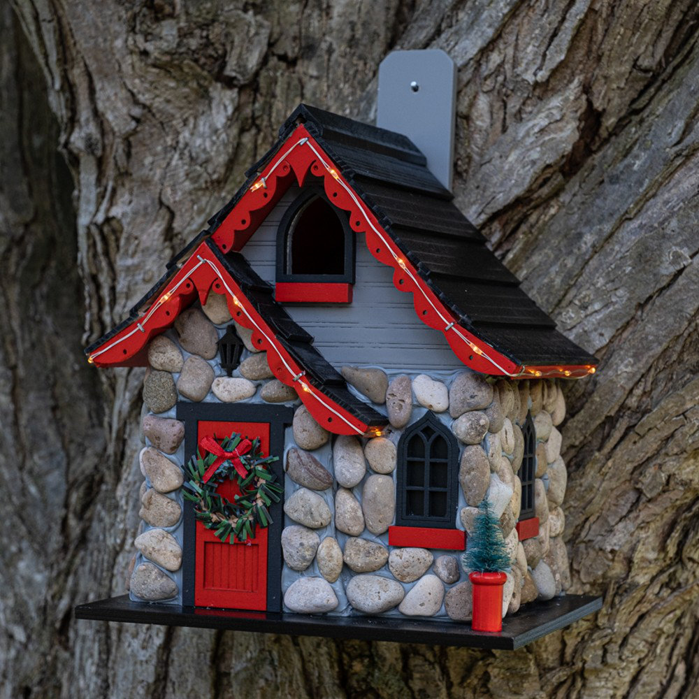 Holiday Offerings Charlevoix Stone Christmas Led Lights 9.25 in x 8 in x 6.25 in Birdhouse Home Bazaar