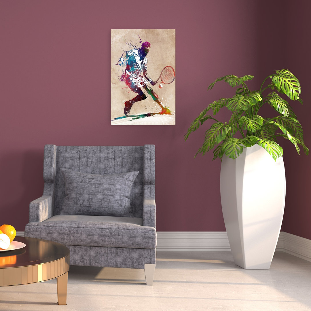 Dynamic Tennis Player Colorful Vibrant Contemporary Wall Art Print