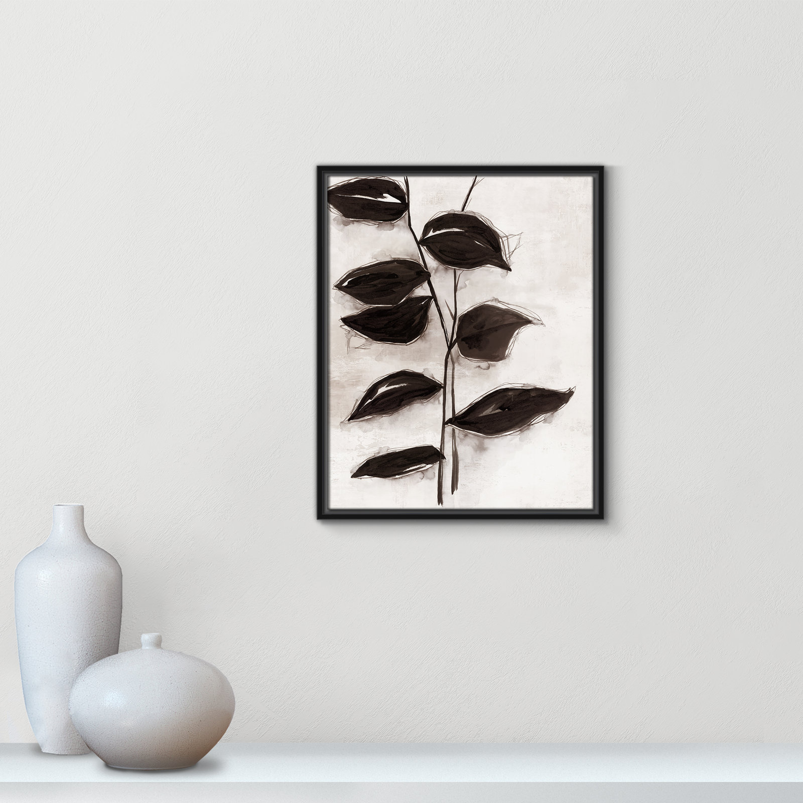 Leaves "Leaves I" Print, Black Framed, 21.5" H x 17.5" W x 2" D