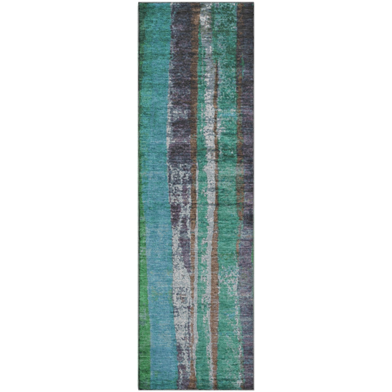 Premium Machine Washable Emest AMF1910 Stripes Rug, Runner 2'3" x 7'6"