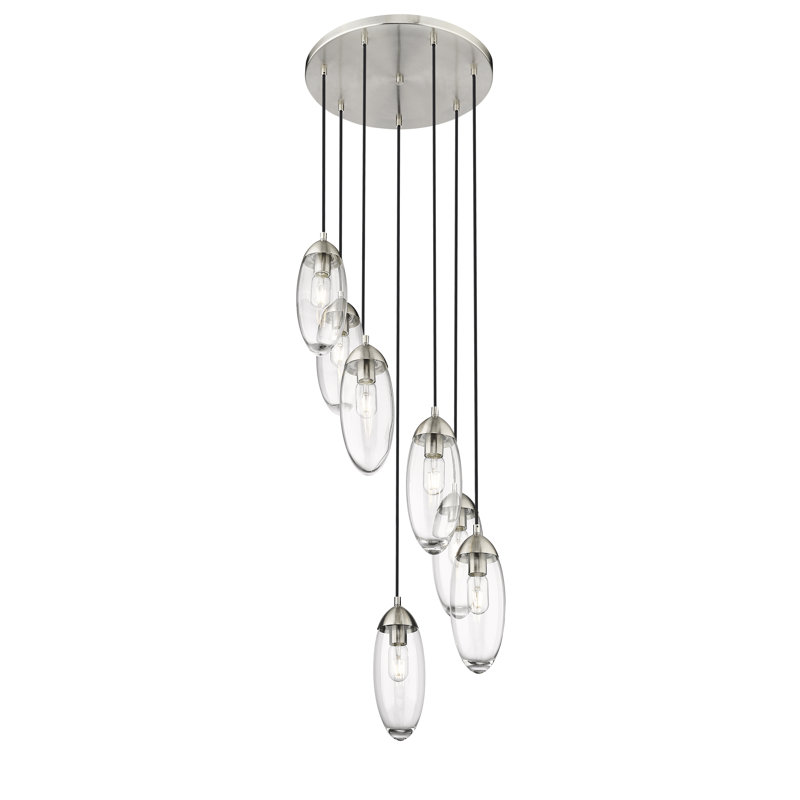 Demorest Dimmable Geometric Chandelier, Brushed Nickel, 7 Lights