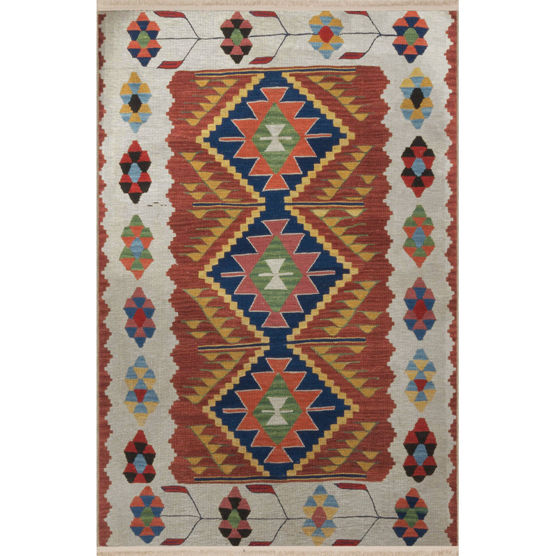Tapis décoratif multicolore à motif frangé et à motif traditionnel, Tapis de couloir 3 pi 3,37 po x 6 pi 6,74 po