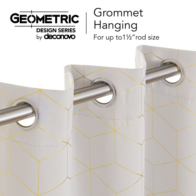 Geometric Blackout Thermal Curtain Panels, 42" W x 108" L, Light Beige