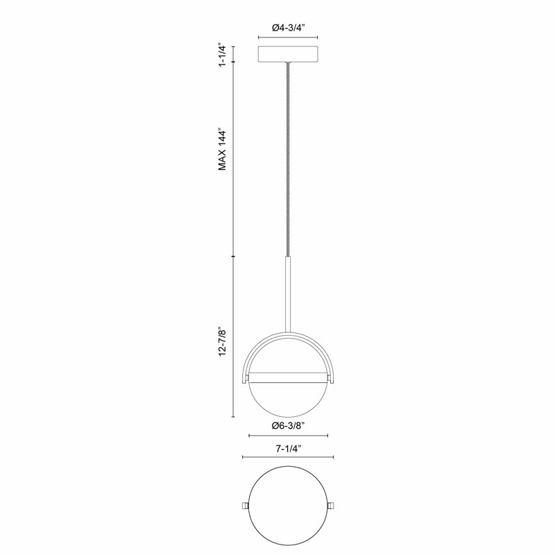 Globo 1 - Light LED Pendant, Matte Black