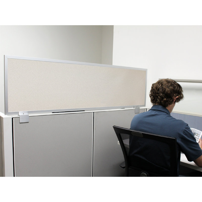 Acoustical Cubicle Mounted Privacy Panel with Small Bracket, 18" H x 72" W x 0.63" D, Natural, Aluminum
