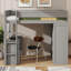 Lit mezzanine simple en bois rustique avec armoires encastrées, bureau à 2 tiroirs et unité de rangement-1172874250