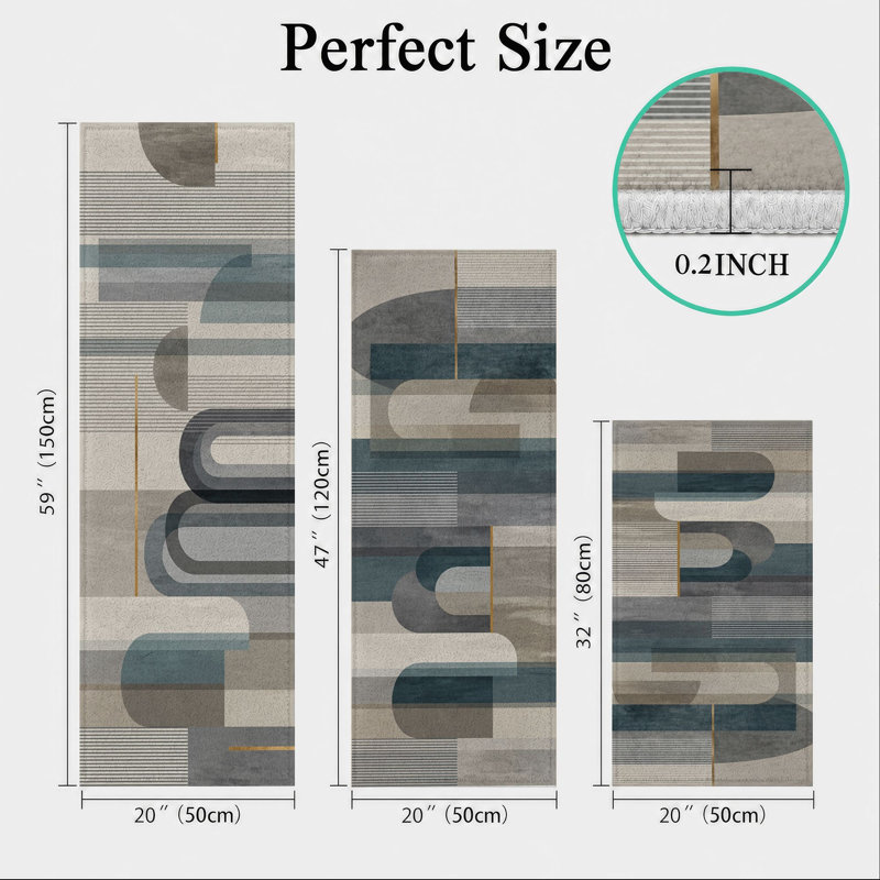 Geometric Stripes Non-Slip Washable Kitchen Mats