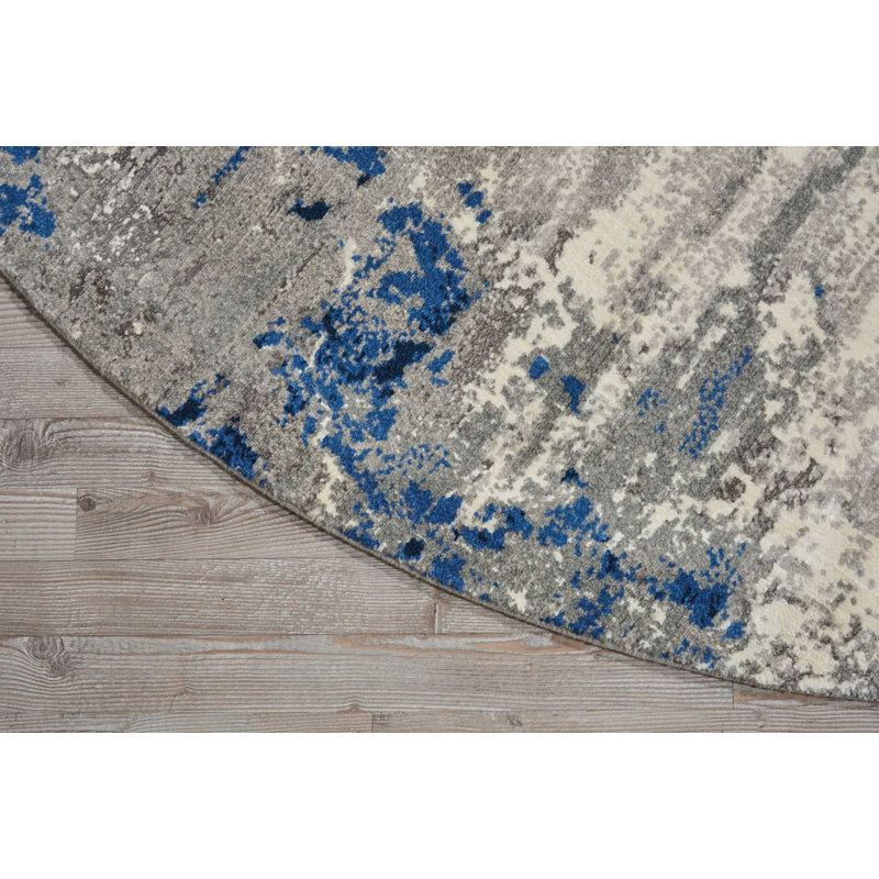 Haseltine Viscose Abstract Indoor Rug, Round 8'