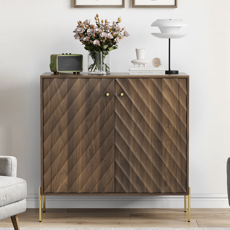 Buffet moderne en noyer avec tablettes réglables pour le salon et le couloir